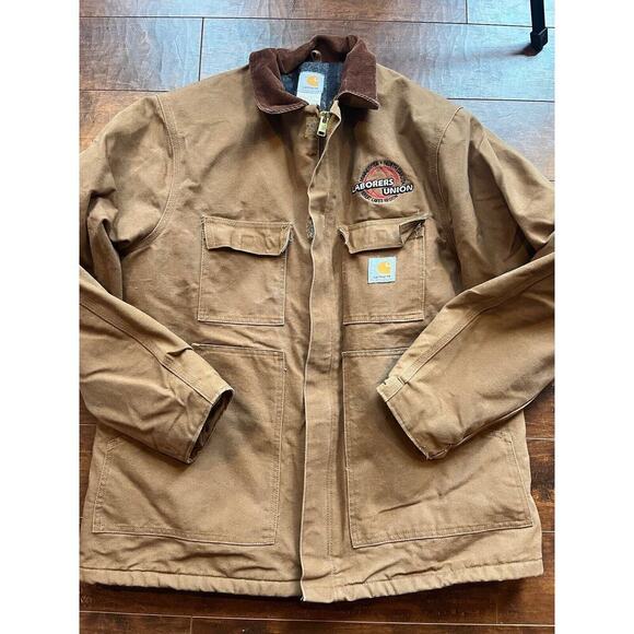 Vintage Carhartt union Made Balnket Lined Labor Union Chore Jacket Size 48R - Picture 1 of 9